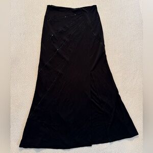 Vintage 90s Nicole Bakti Black Embellished Rhinestone Formal Skirt